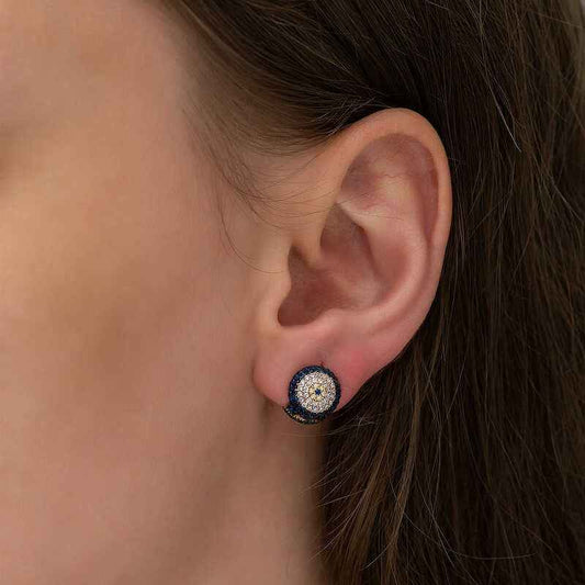 Double-Sided Evil Eye Women's Silver Earrings