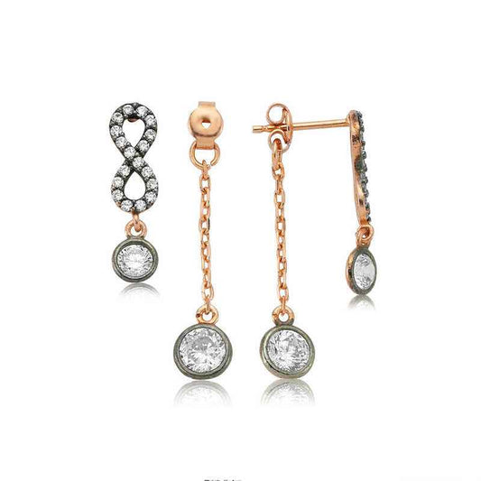 Chain Infinity Women's Rose Plated Silver Earrings