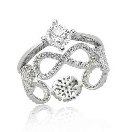 Double-Sided Infinity Single Stone Silver Ring