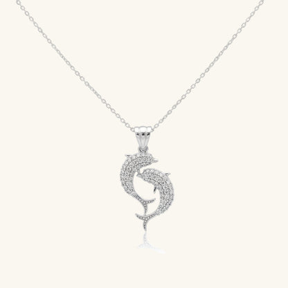 Double Dolphin Women's Silver Necklace