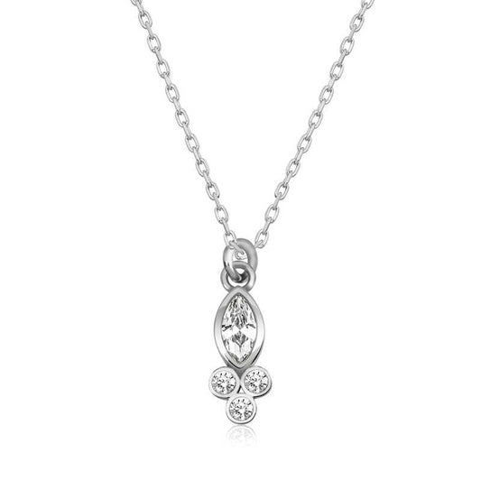 Dewdrop Shuttle Solitaire Women's Silver Necklace