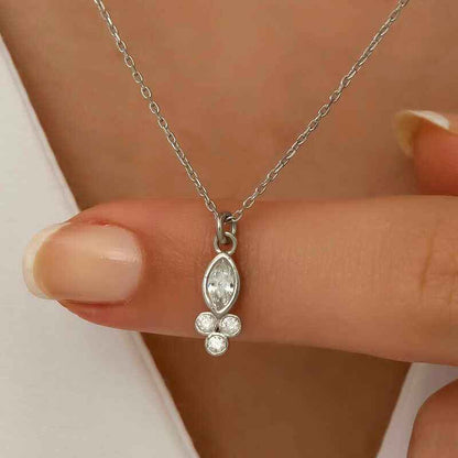 Dewdrop Shuttle Solitaire Women's Silver Necklace