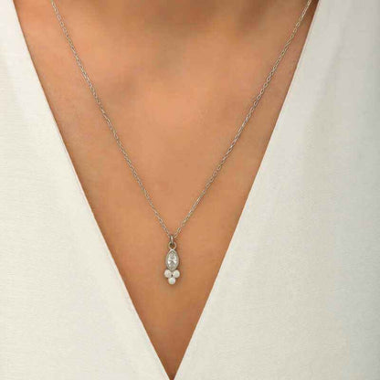 Dewdrop Shuttle Solitaire Women's Silver Necklace