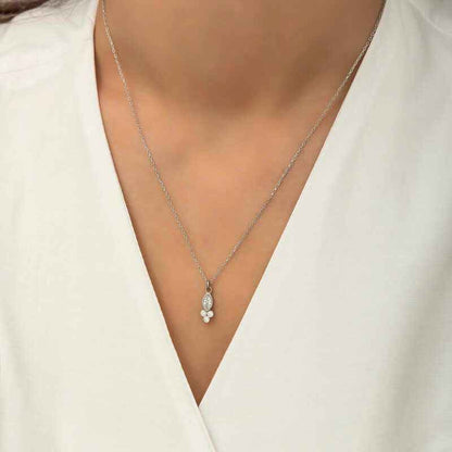 Dewdrop Shuttle Solitaire Women's Silver Necklace