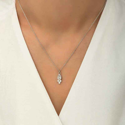 Dewdrop Solitaire Women's Silver Necklace