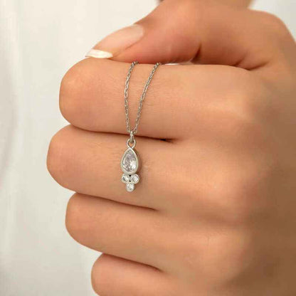 Dewdrop Solitaire Women's Silver Necklace