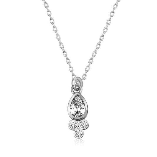 Dewdrop Solitaire Women's Silver Necklace