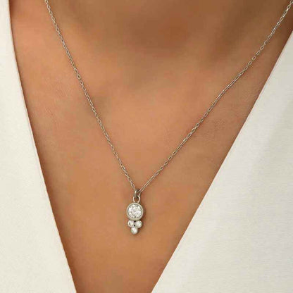 Round Solitaire Dewdrop Women's Silver Pendant