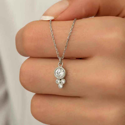 Round Solitaire Dewdrop Women's Silver Pendant