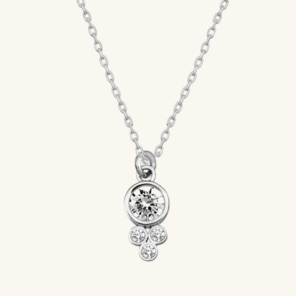 Round Solitaire Dewdrop Women's Silver Necklace