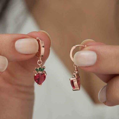 Strawberry Fruit Figurine Silver Earrings