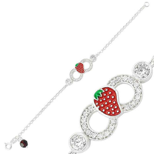 Strawberry Infinity Children's Silver Bracelet