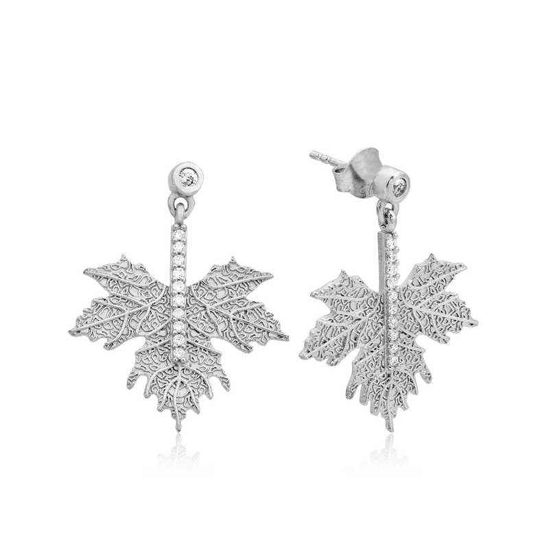 Silver Sycamore Leaf Earrings