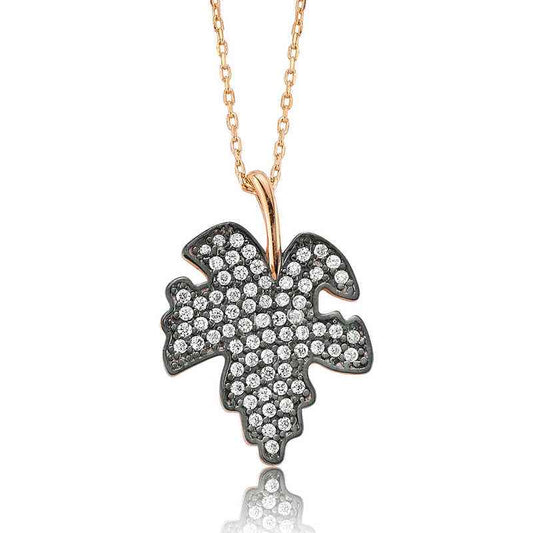 Sycamore Leaf Women's Rose Gold Plated Silver Necklace