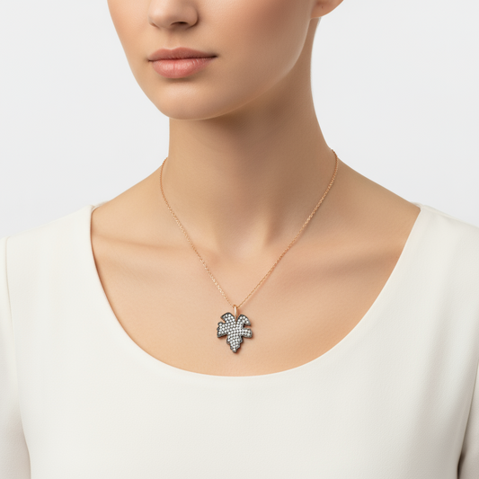 Sycamore Leaf Damen-Halskette aus rosévergoldetem Silber