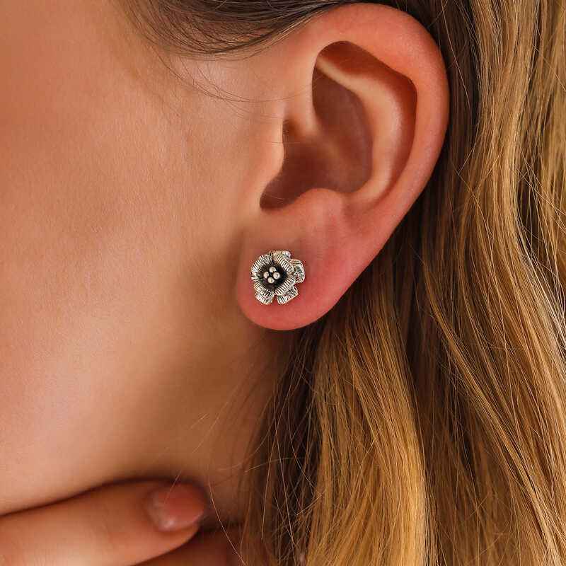 Spiky Rose Women's Silver Earrings