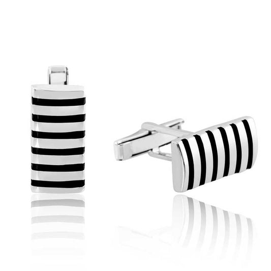 Striped Silver Cufflink