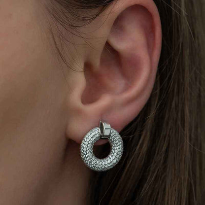 Multi-Stone Circle Women's Silver Earrings