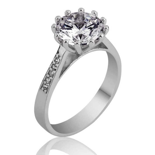 Single Stone Women's Silver Ring