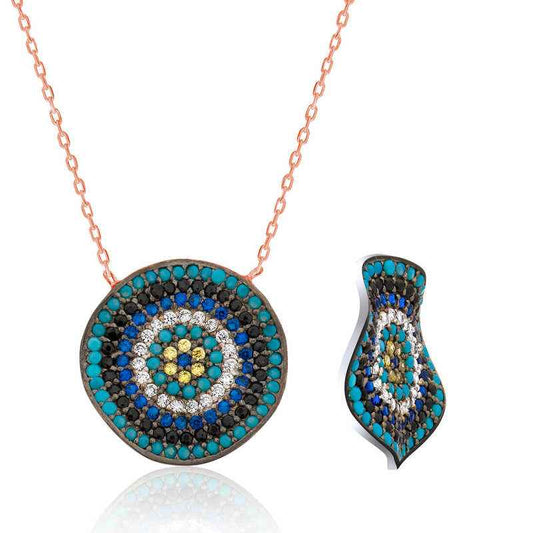 Wavy Evil Eye Women's Silver Necklace