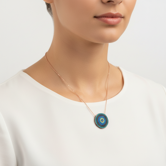 Women's Evil Eye Silver Pendant Necklace
