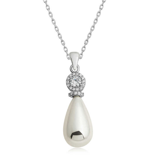 Drop Pearl Women's Silver Necklace