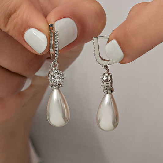 Drop Pearl Women's Silver Earrings