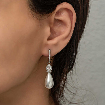 Drop Pearl Women's Silver Earrings
