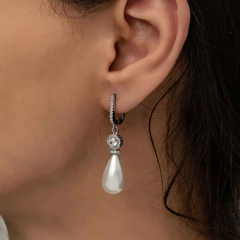 Drop Pearl Women's Silver Earrings