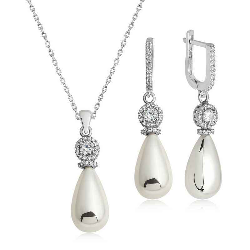 Drop Pearl Women's Silver Set