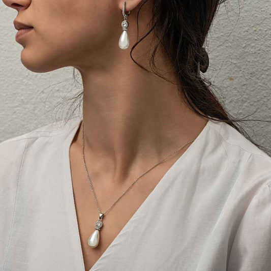 Drop Pearl Women's Silver Set