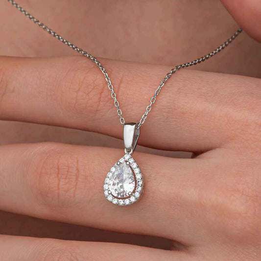 Drop White Zircon Stone Women's Silver Pendant
