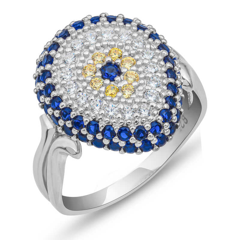 Bague en argent pour femme avec mauvais œil
