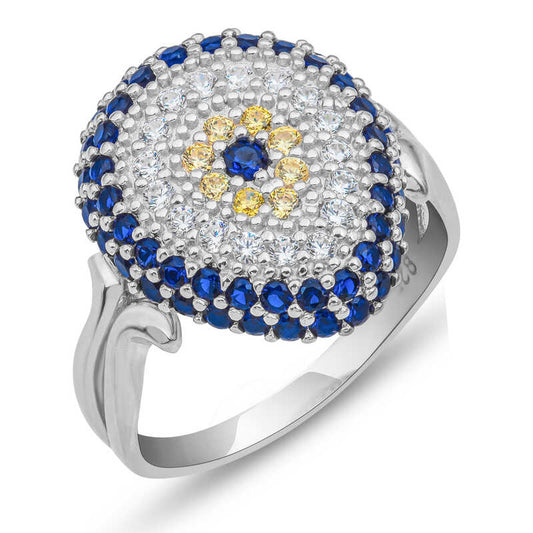 Bague en argent pour femme avec mauvais œil
