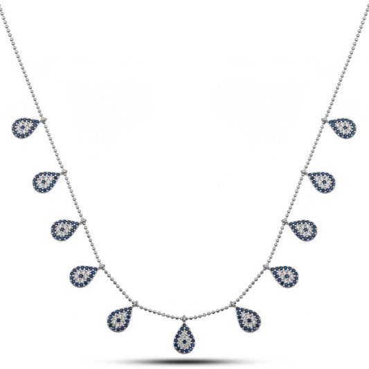 Drop Evil Eye Lucky Women's Silver Necklace
