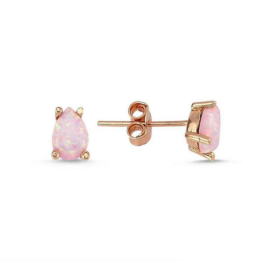 Pink Opal Stone Drop Silver Earrings