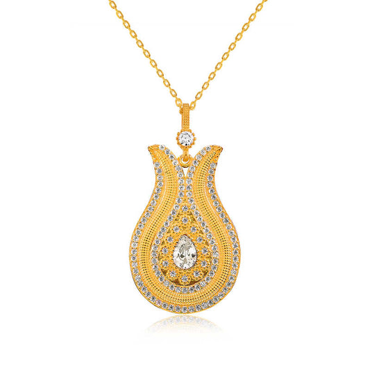 Drop Stone Tulip Women's Silver Necklace