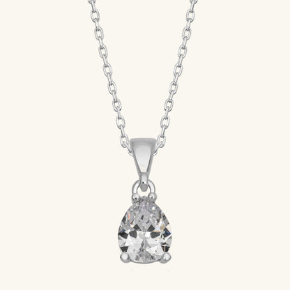 Tropfen Zirkon Stein Damen Silber Halskette
