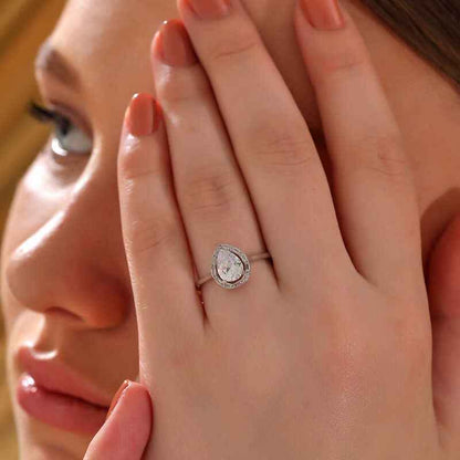 Drop Zircon Stone Women's Silver Ring