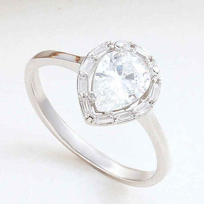 Drop Zircon Stone Women's Silver Ring