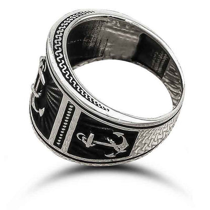 Sea Anchor Crest Men's Silver Ring