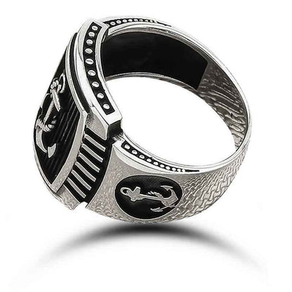 Sea Anchor Crest Men's Silver Ring