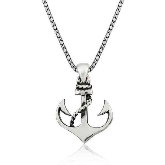Silver Anchor Men's Necklace