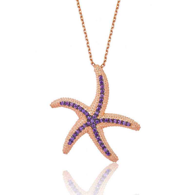 Purple Starfish Women's Silver Necklace