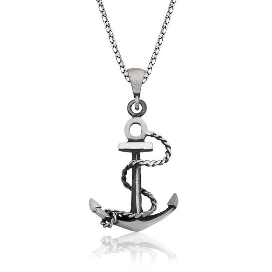 Collier pendentif ancre en argent