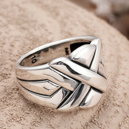 Bague en argent à motifs pour homme