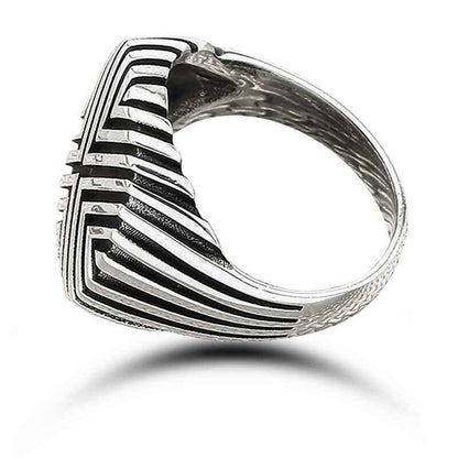 Patterned Men's Silver Ring