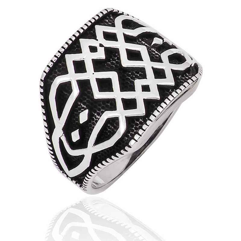 Patterned Men's Silver Ring