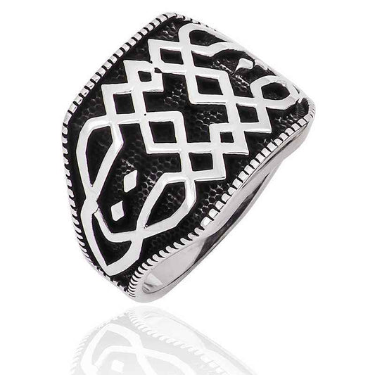 Patterned Men's Silver Ring