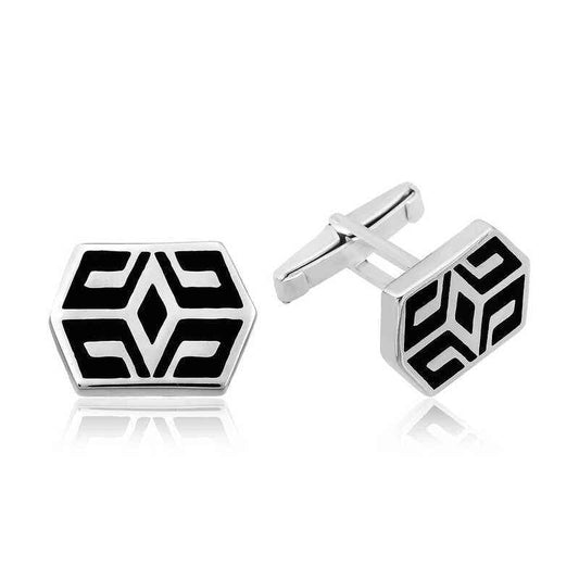 Patterned Silver Cufflink